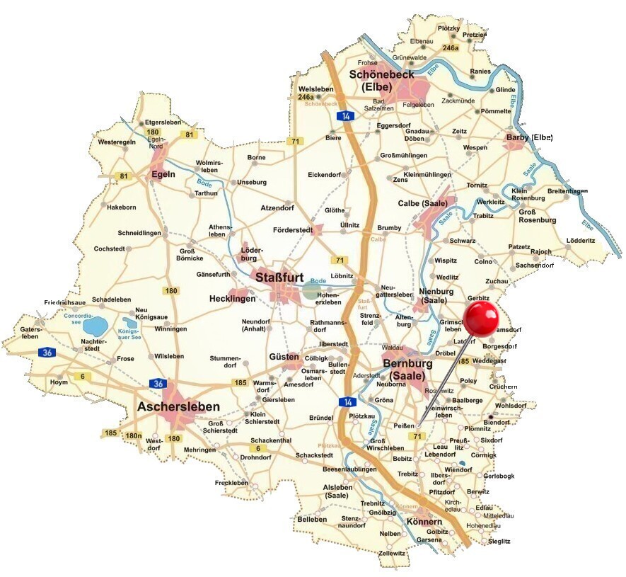 Karte vom Salzlandkreis